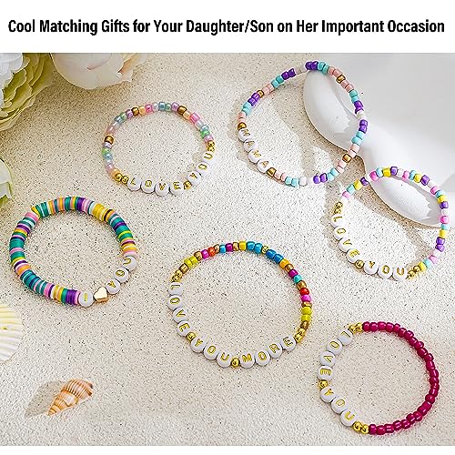 Mother Daughter Bracelets Back to School Gifts Stretch Beaded Bracelets for Women Teen Girls Adjustable Handmade Bead Bracelet First Day of School Gift Birthday Christmas Jewelry