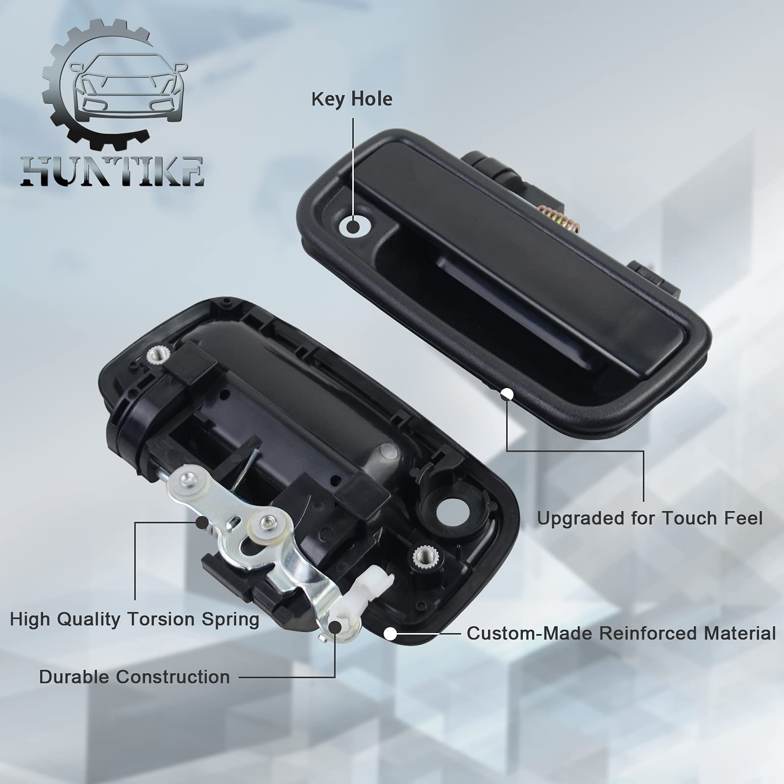 Huntike Pair Front Exterior Door Handle w/Key Hole Left & Right | Compatible with 1995-2004 Toyota Tacoma 2.4L 2.7L 3.4L Part# 69220-35020 69210-35020