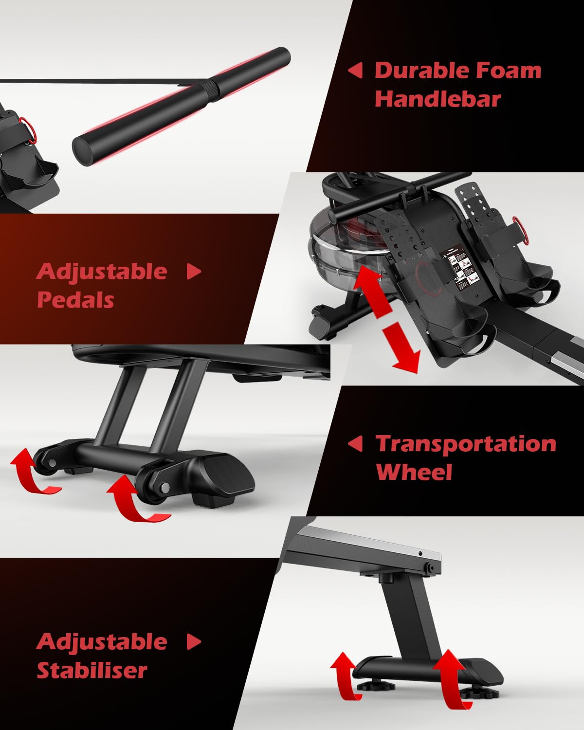 PASYOU Rowing Machines for Home - Row Machine for Cardio Training, Water Rowing Machines with Dedicated Monitor & Bluetooth, 350LBS Weight Capacity