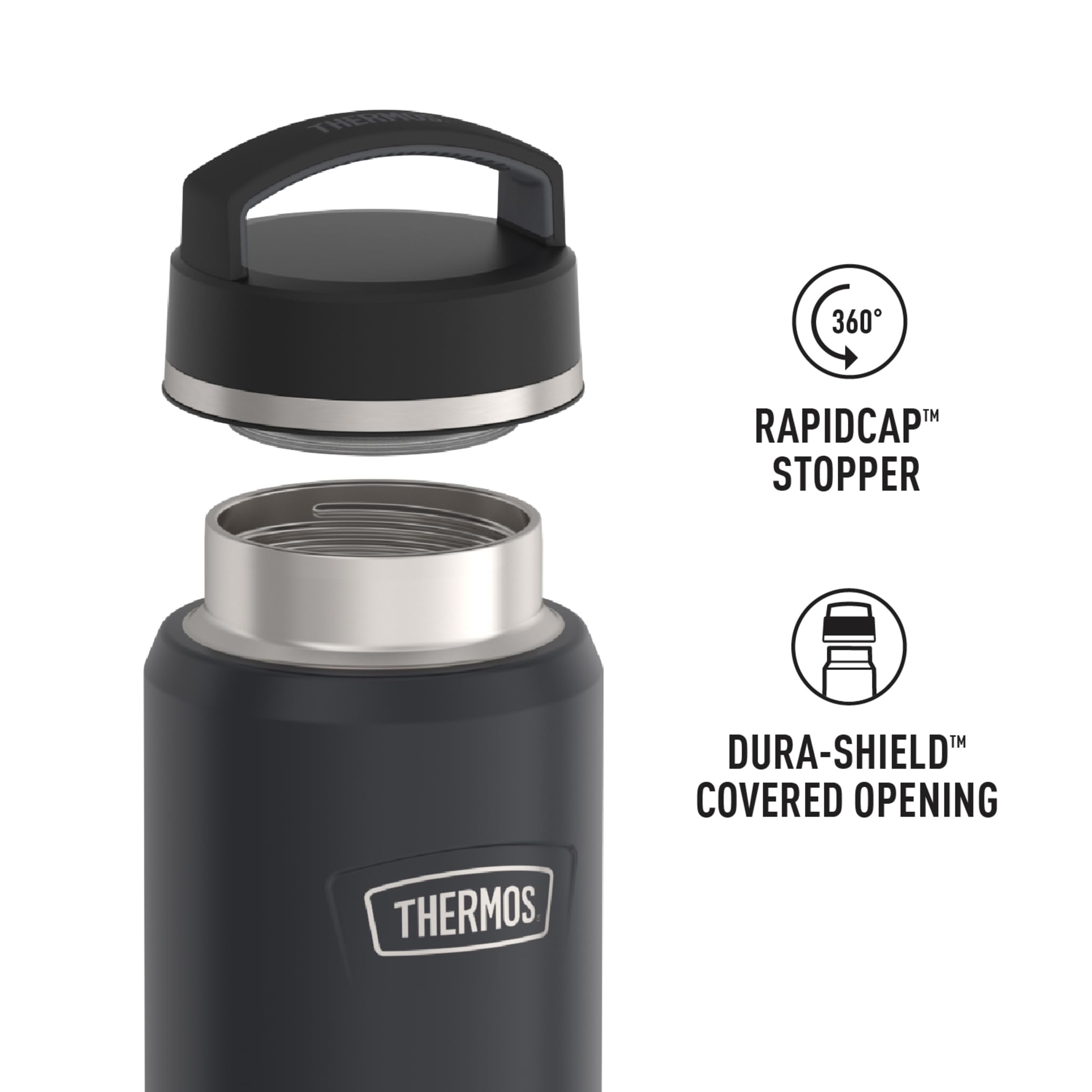 THERMOS ICON SERIES Water Bottle with Screw Top Lid - 40 Ounce, Granite - Stainless Steel Vacuum Insulated Water Bottle with Lid