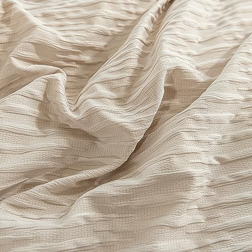 LAVACHEY Queen Comforter Set, White Seersucker Bedding Comforters Sets 3 Pieces, Soft & Lightweight Comforter for Queen Size Bed (90x90In Comforter & 2 Pillowcases)
