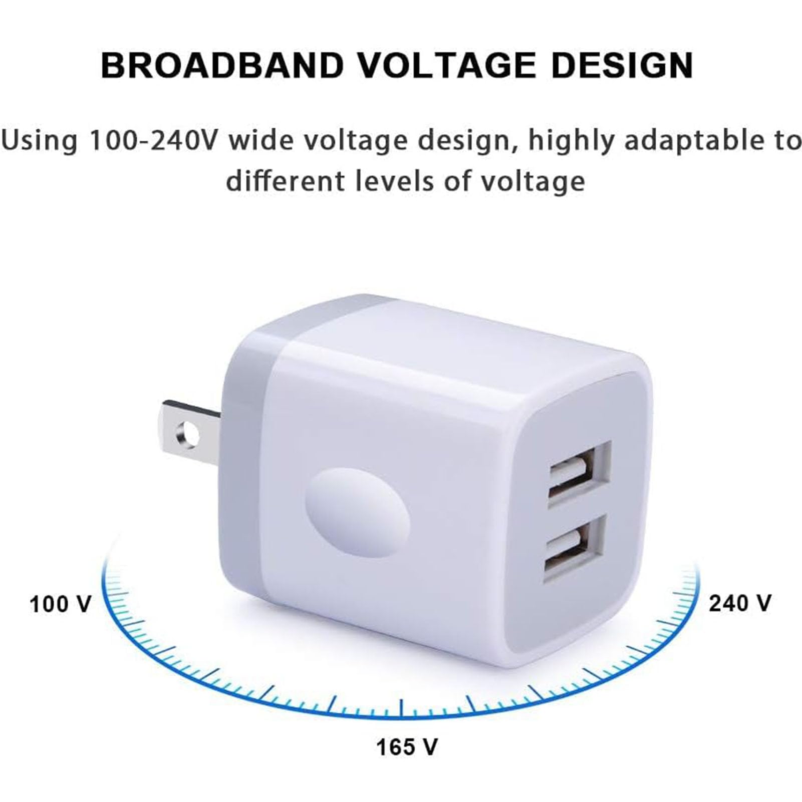 USB Wall Charger Adapter, FiveBox 5Pack 2.1Amp Fast Dual Port Wall Charger USB Plug Charging Block Charger Brick Cube Charger Box for iPhone 16 Pro Max 15 14 13 12 11 Xs XR X 8 7, Samsung, Android