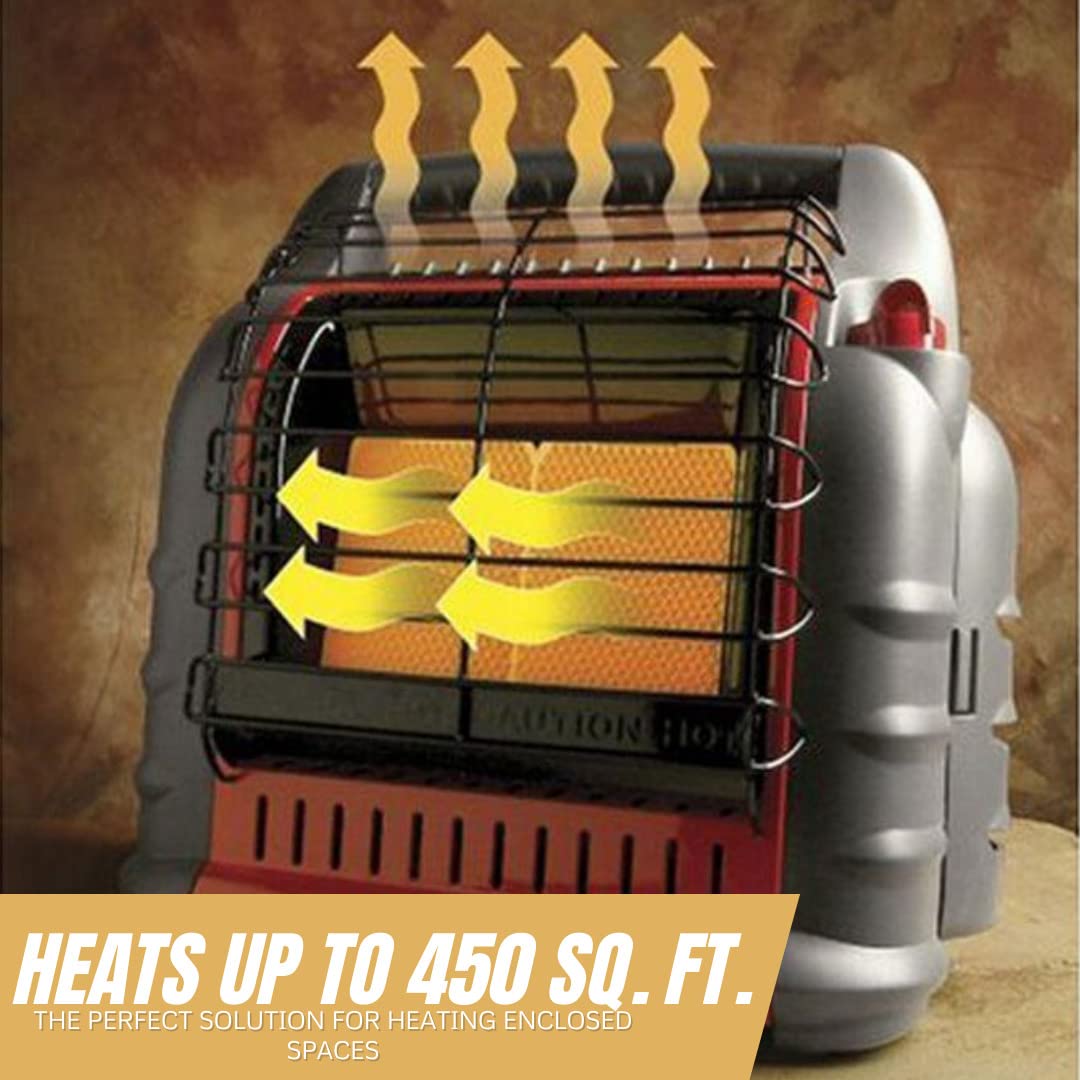 Mr. Heater Portable Big Buddy Propane Heater with 10-Feet Propane Hose Assembly and Propane Tank Refill Adapter Bundle - Propane Heater for Outdoor & Indoor use - 4,000, 9,000 or 18,000 BTU (3 Items)