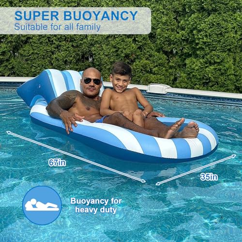 SKBANRU Pool Floats Adult Size, Inflatable Rafts Pool Lounger with Headrest & Cup Holder, Large Pool Floaties for Adult Heavy Duty Swimming Pool, Beach & Lake Sunbathing