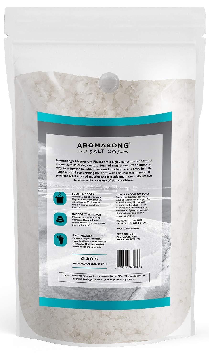 Aromasong Magnesium Flakes from The Dead Sea, 12 LB Resealable Pack with 3 LB Magnesium Flakes with 100% Natural Lavender for Leg Discomfort, Stress and Headaches