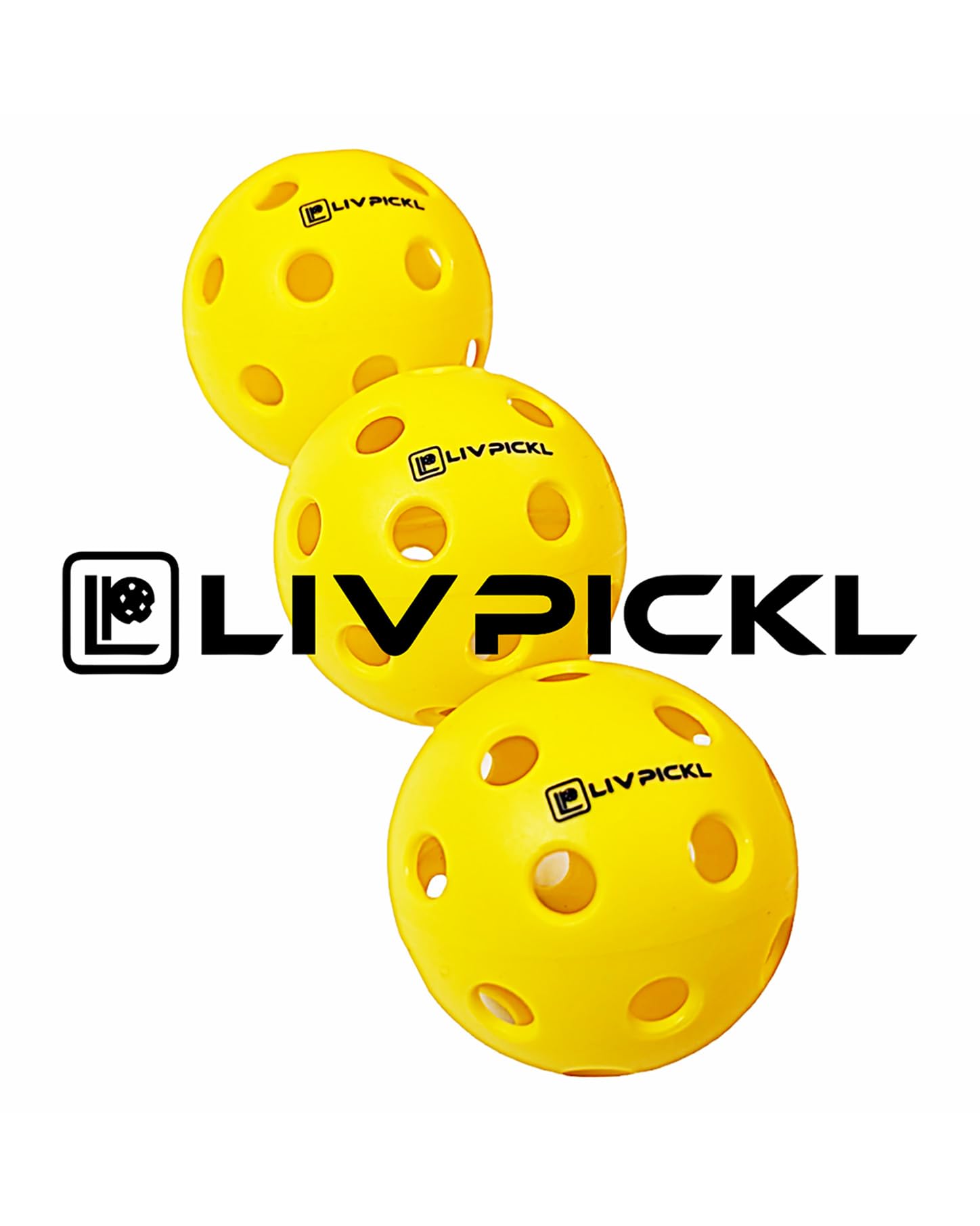 LIV PICKL Pickleballs | 26 Holes | Indoor | Soft Court | High Visibility and Good Balance | Official Size & Weight - Durable - High Bounce