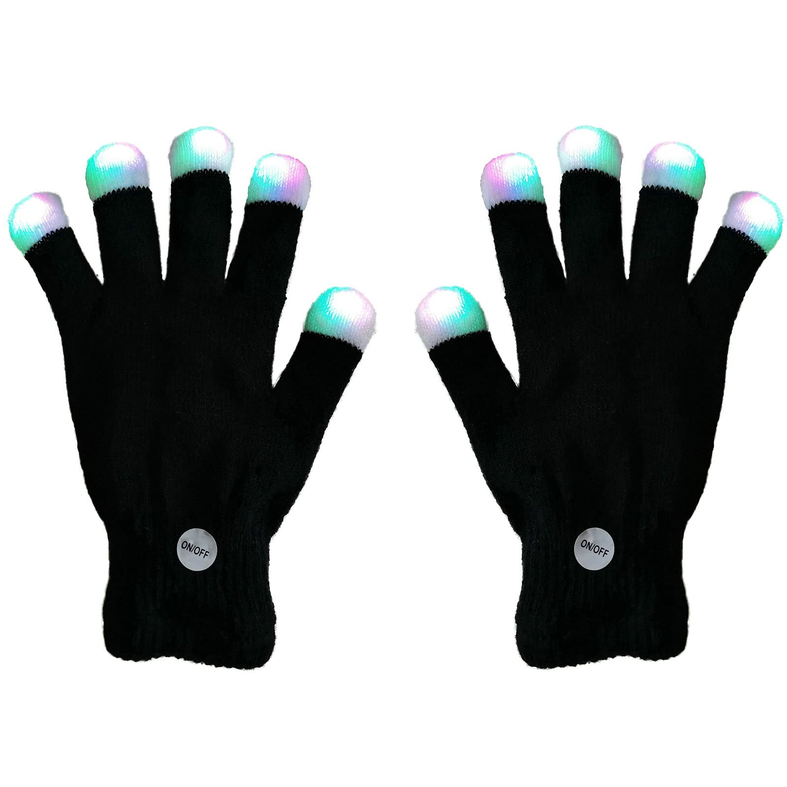 XISFORX 7 colors light show LED Gloves Rave Light Finger Lighting Flashing Glow Mittens(fingertip)