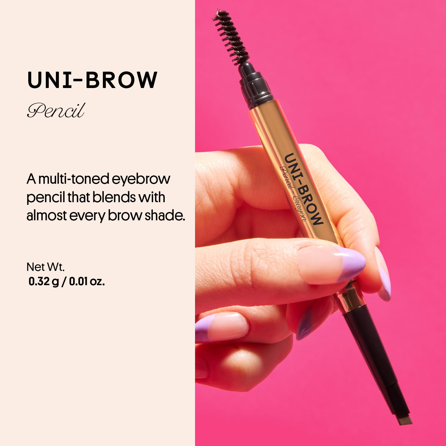 Winky Lux Uni Brow Eyebrow Pencil, Dual Sided with Spoolie, Longwearing Waterproof Eyebrow Crayon, Define Shape and Fill Brows, Brown, Blonde and Taupe Universal Shade