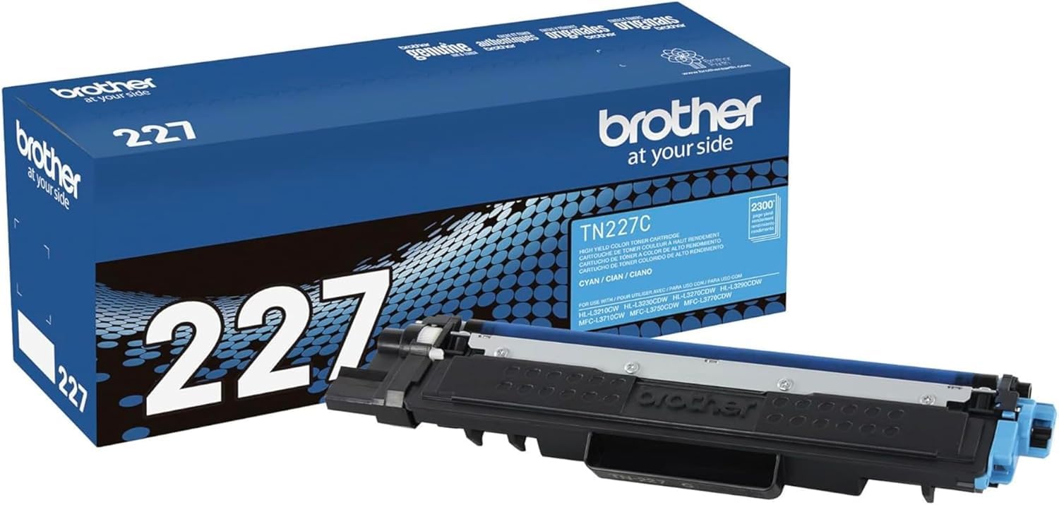 Brother TN227(CMY) High Yield Color Toner Set Cyan,Magenta, Yellow 3 Pack for HL-L3210CW, HL-L3230CDW, MFC-L3750CDW in Retail Packaging