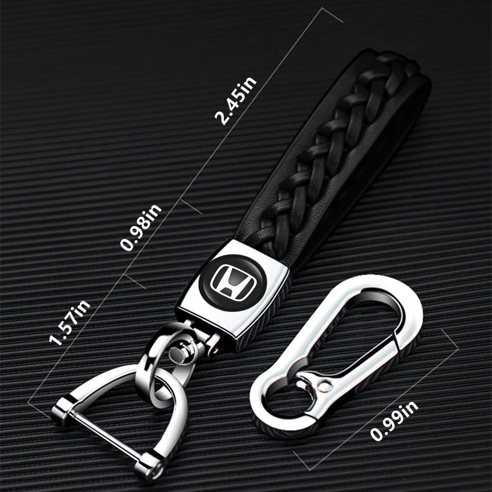 YANGYU for Honda Auto Keyring, Leather Key Chain Compatible with Honda Accord Civic Fit CRV Pilot EX CR-V EX-L Touring Pilot, Unisex Car Keychain, Black, bentian