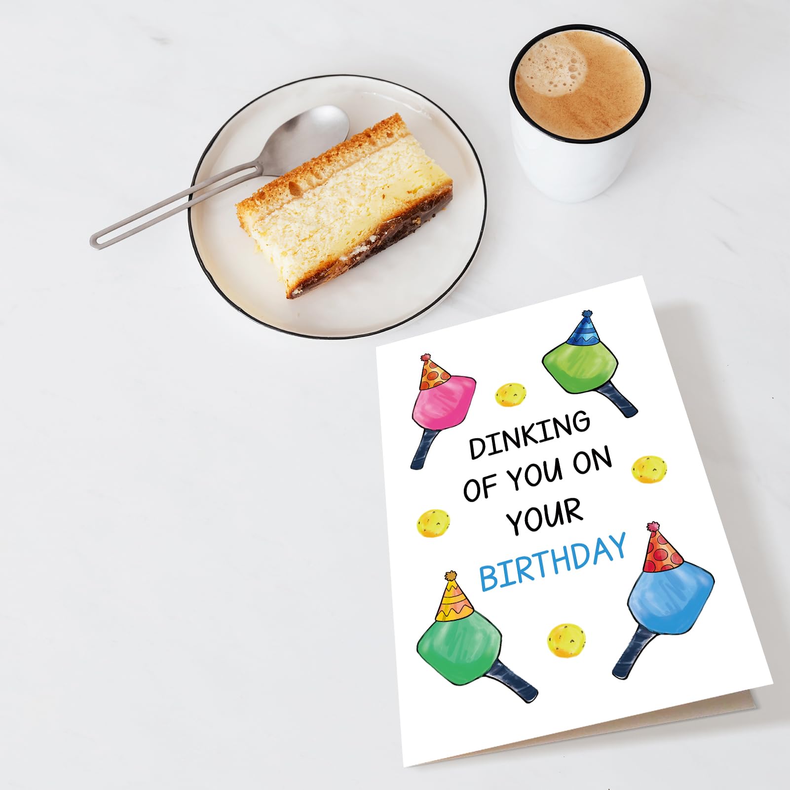 Chenive Funny Pickleball Birthday Card for Men Women, Hilarious Sport Themed Birthday Pun Card for Him Her, Dinking Of You On Your Birthday