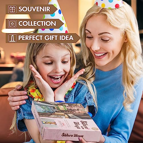 Rowood Book Nook Kit, Bookshelf Insert Decor Alley 3D Wooden Puzzle, DIY Bookend Building Set Model Kit with LED Light -Sakura Tram