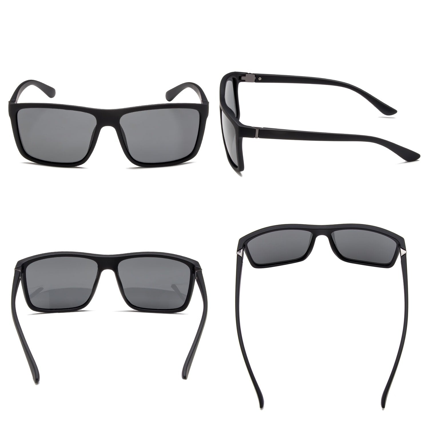 NIEEPA Men's Driving Sports Polarized Sunglasses Square Wayfarer Plastic Frame Glasses (Grey Lens/Black Frame)