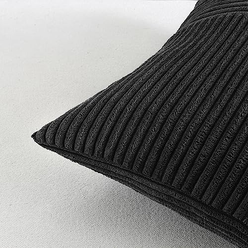 Fancy Homi 2 Packs Neutral Grey Lumbar Decorative Throw Pillow Covers 12x20 Inch for Living Room Couch Bed Sofa, Farmhouse Home Decor, Soft Striped Corduroy Rectangle Accent Cushion Case 30x50 cm