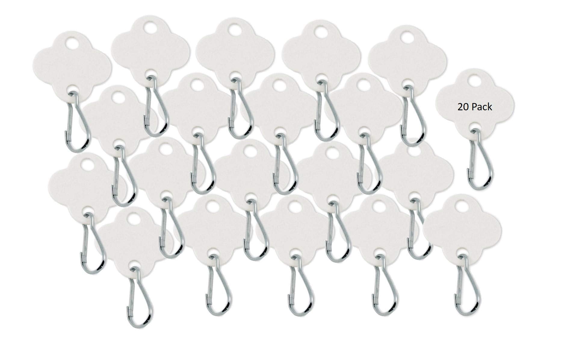 Lucky Line Shamrock Cabinet Key Tag with Hook, 20 Pack, White (25700)