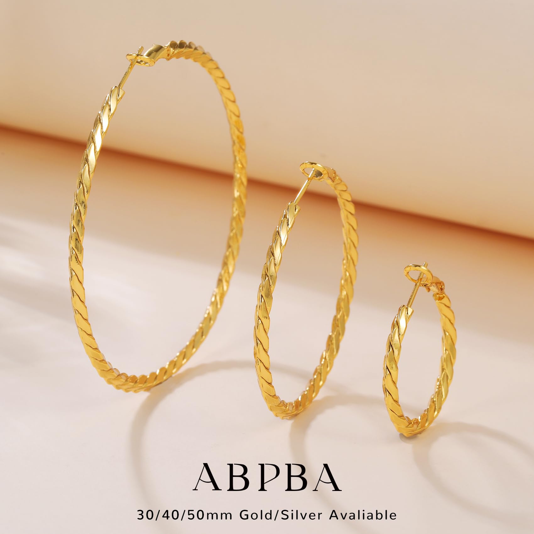 ABPBA 2mm Gold Hoop Earrings for Women 14k Gold Plated Hoop Earrings Lightweight Big Gold Hoop Earrings Hypoallergenic Thin Gold Hoop Earrings for Women Girls 70mm