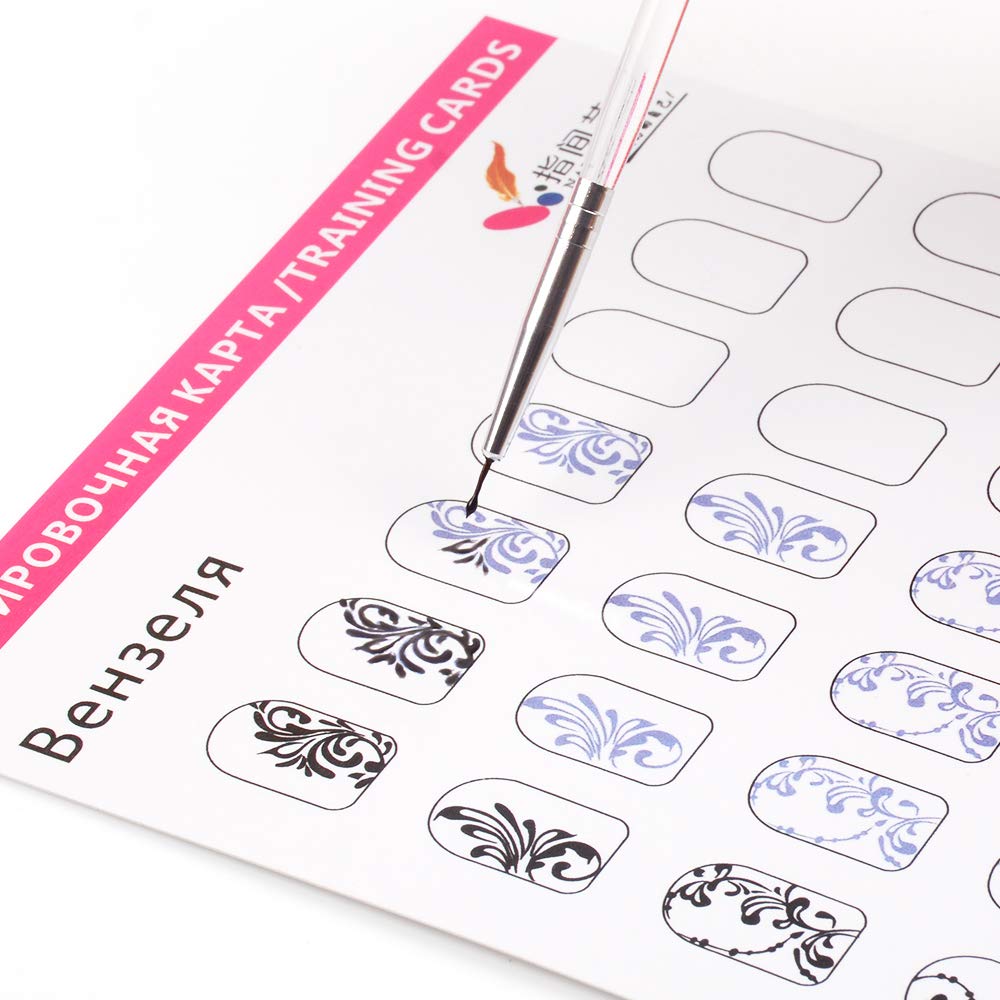 Acrylic Nail Art Practice With 3pc Nail Liner Pen 180pcs Nail Wipes Lines Drawing Painting Template Learning Book Easy To Clean Can Be Reused Manicure Tools For Beginner