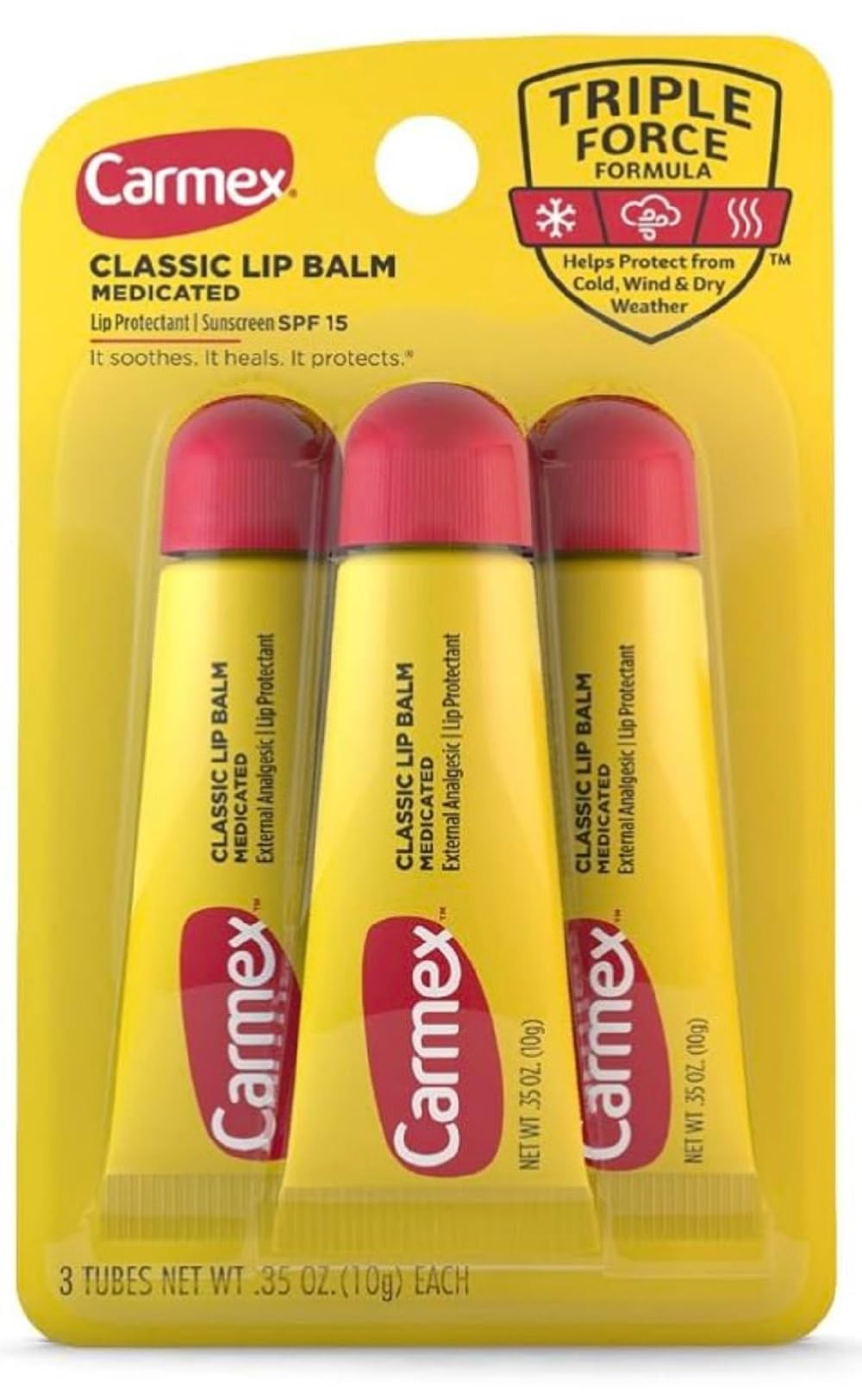 Carmex Classic Lip Balm, 0.35 Ounce (Pack of 3)