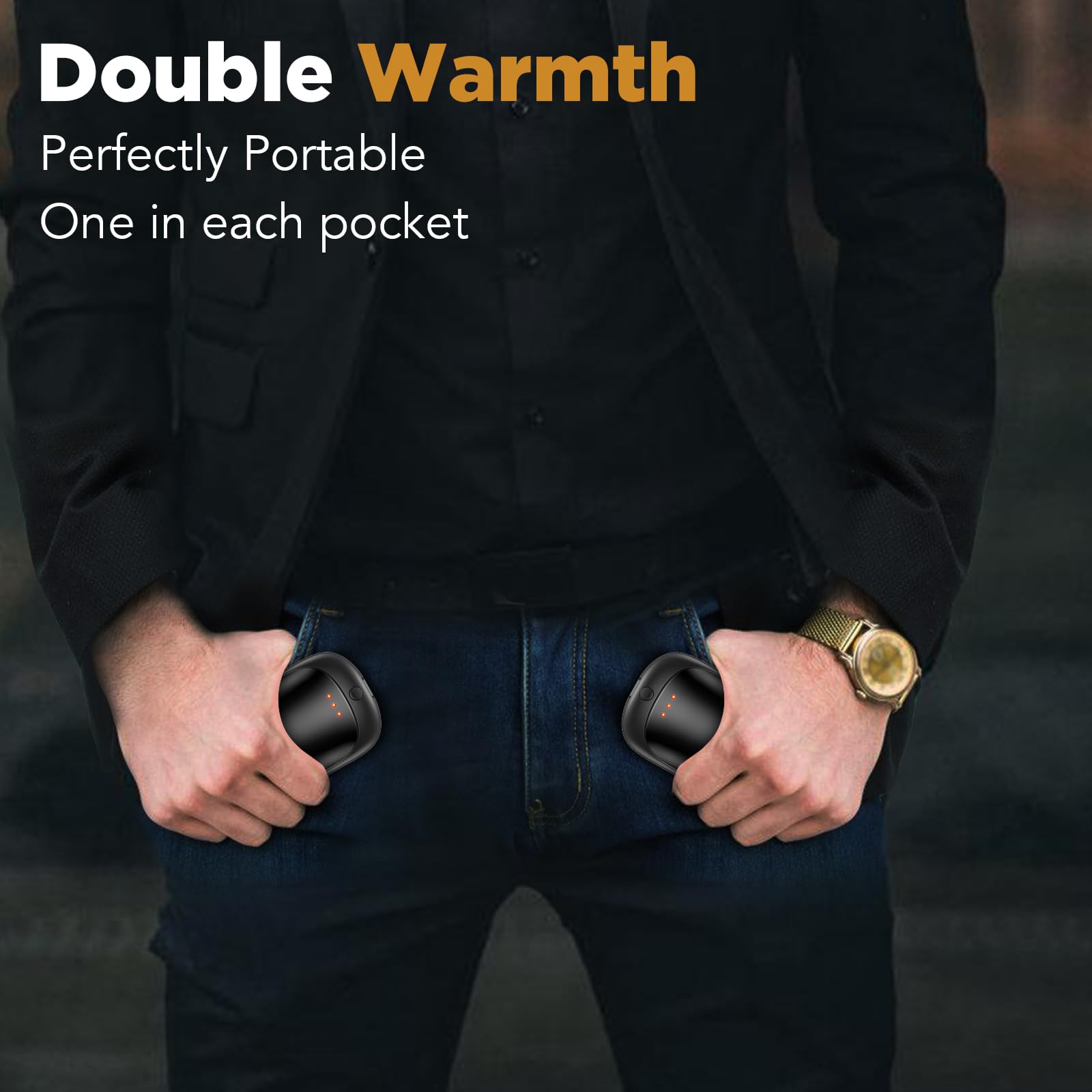 2 Pack Hand Warmers Rechargeable, Portable Electric Hand Warmers Reusable, USB 2 in 1 Handwarmers, Outdoor/Indoor/Warm Gifts for Men Women Kids (Black&Black*2)