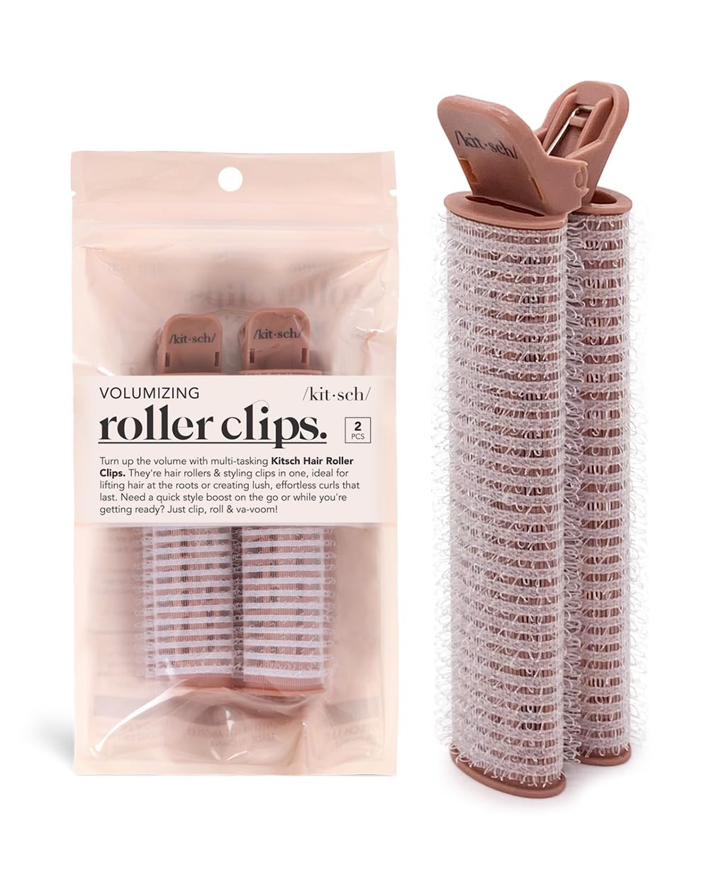 Kitsch Instant Volumizing Hair Clips for Women - Roller Clips for Volume, Curls & Root Lift for All Hair Types, Volumizing Hair Root Clips for Effortless Curl That Last, Easy to Use - 2pcs Terracotta