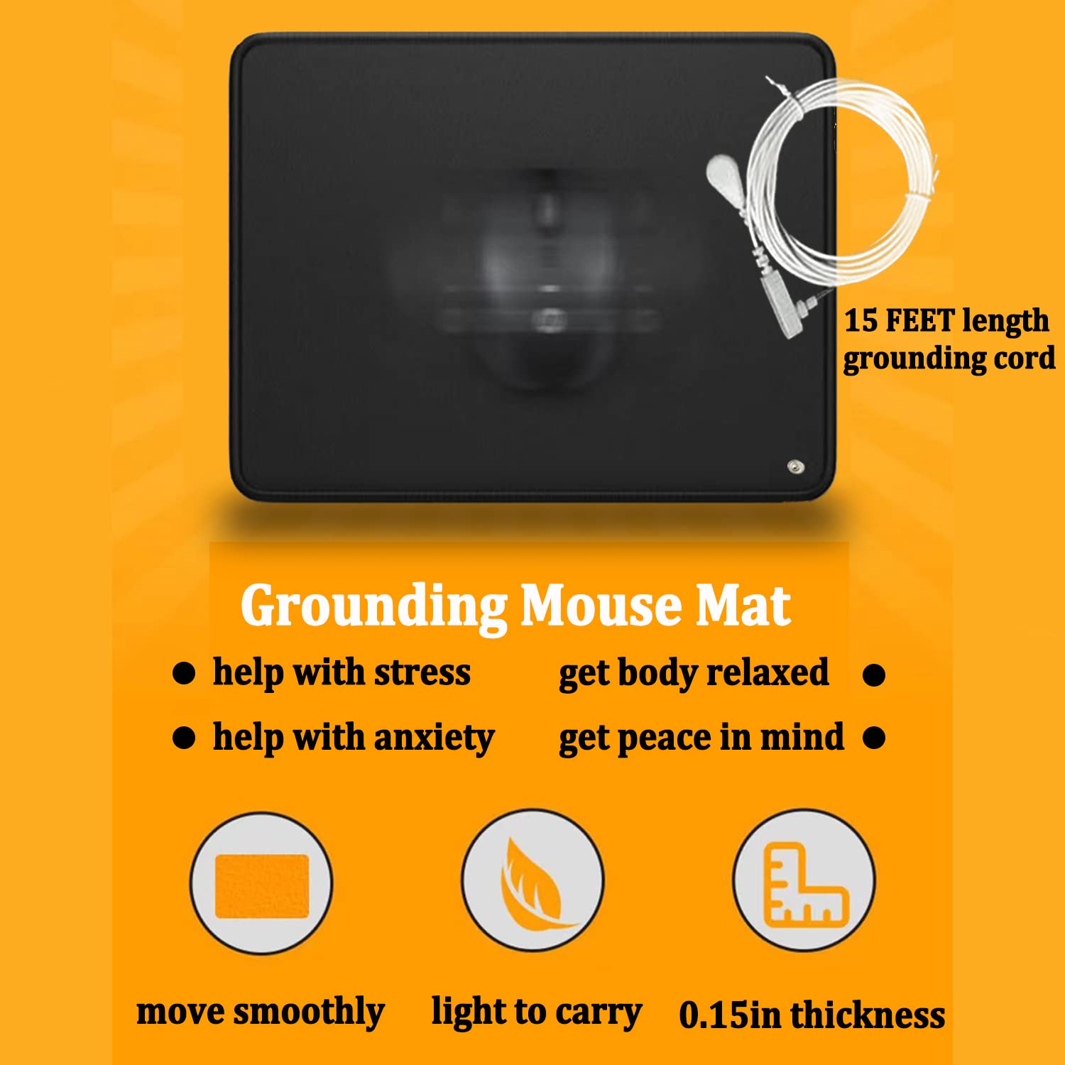 Grounding Mat for Working, Grounding Mouse Mat Reduce Stress, Grounding Mouse Pad for Health and Better Sleep 9.8”*11.8”