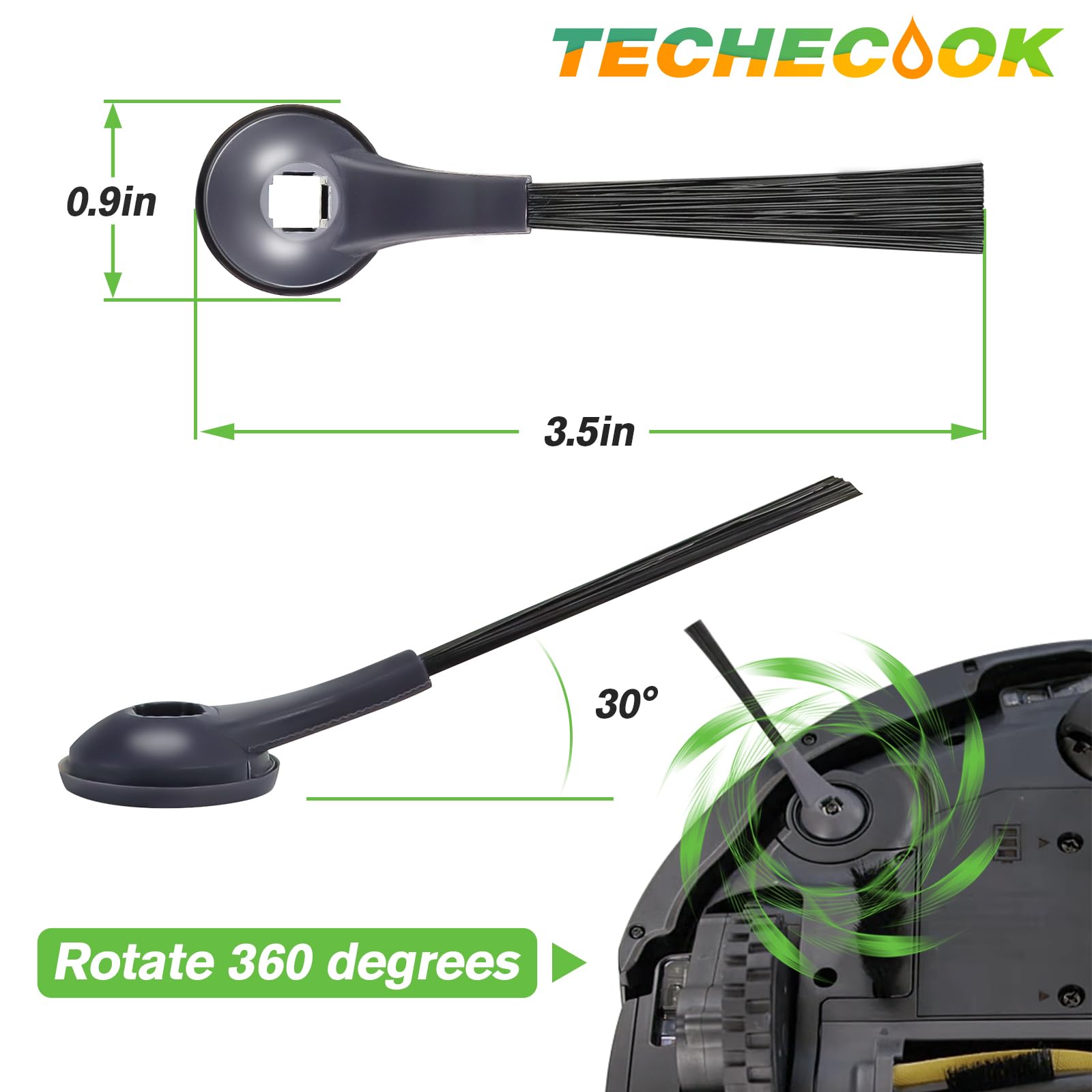 Techecook 102KY1000 Shark Side Brushes Replacement (6 Pack) Compatible for Shark IQ Robot R101AE (RV1001AE), RV1100, RV1101, RV2011DRUS, RV912S, R100, UR1105ARUS Vacuums