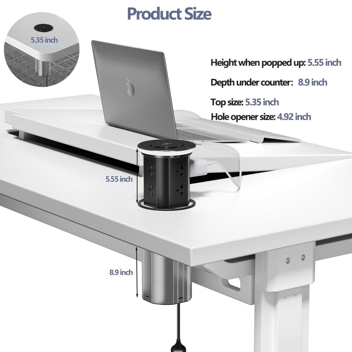 Pop up Outlet for Countertop with Mobile APP Remote Control,5.35"Space Saver Recessed Outlet,Pop Up Outlet with 15W Wireless Charger,Pop Up Electrical Outlet with 6 Outlets 4 USB Ports for Home Office