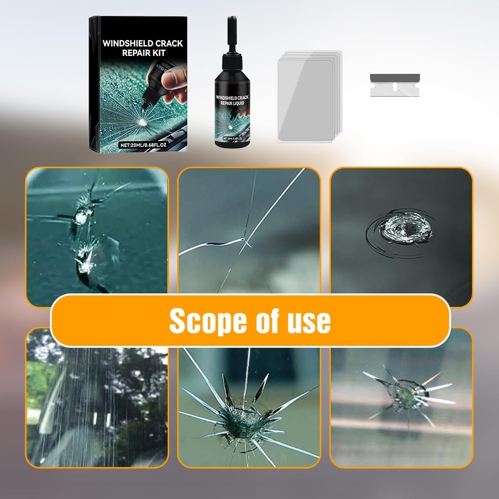 2024 New Windshield Crack Repair Kit, Cracks Gone Glass Repair Kit, Upgrade Car Windshield Crack Repair Fluid for Automotive Windscreen Tool, Glass Crack Repair Liquid for Chips and Cracks (2 Set)