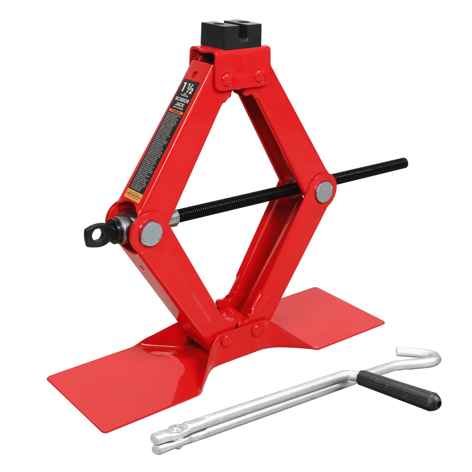 TCE AT10152S4U Torin Portable Steel Scissor Jack with S04 Engineering PVC Saddles: 1.5 Ton (3,000 lb) Capacity, Red