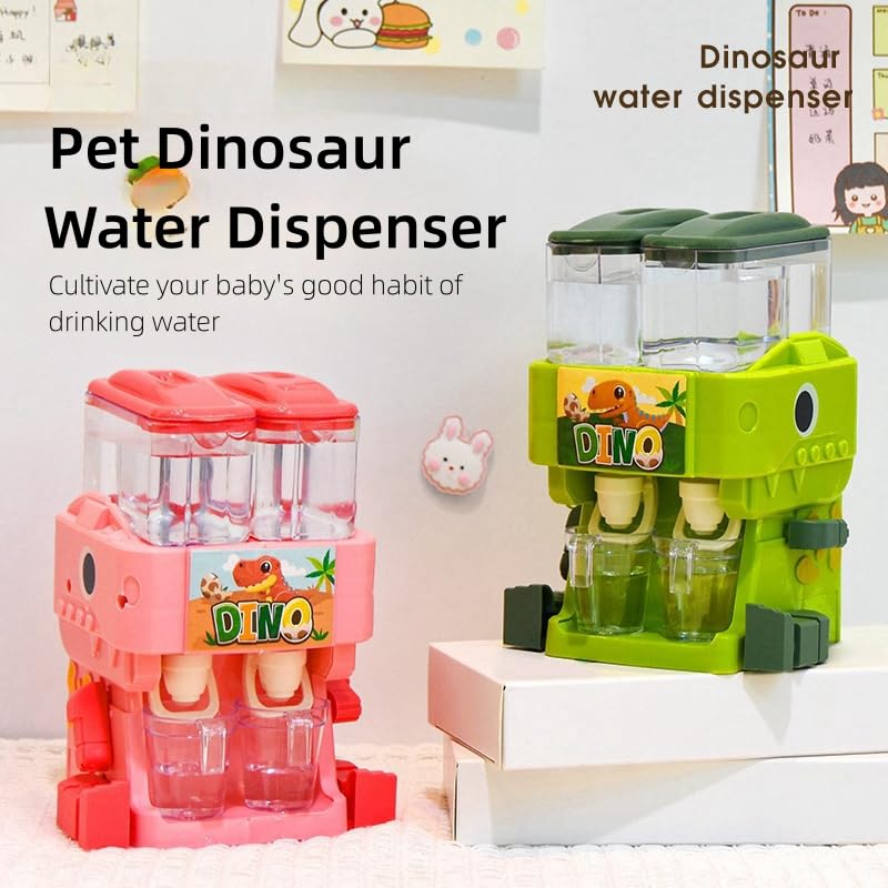 RMISODO Mini Water Dispenser for Kids Adorable Dinosaur Water Machine Kids, Double Water Outlet Drinking Water Fountains Toys for Kids (Pink)