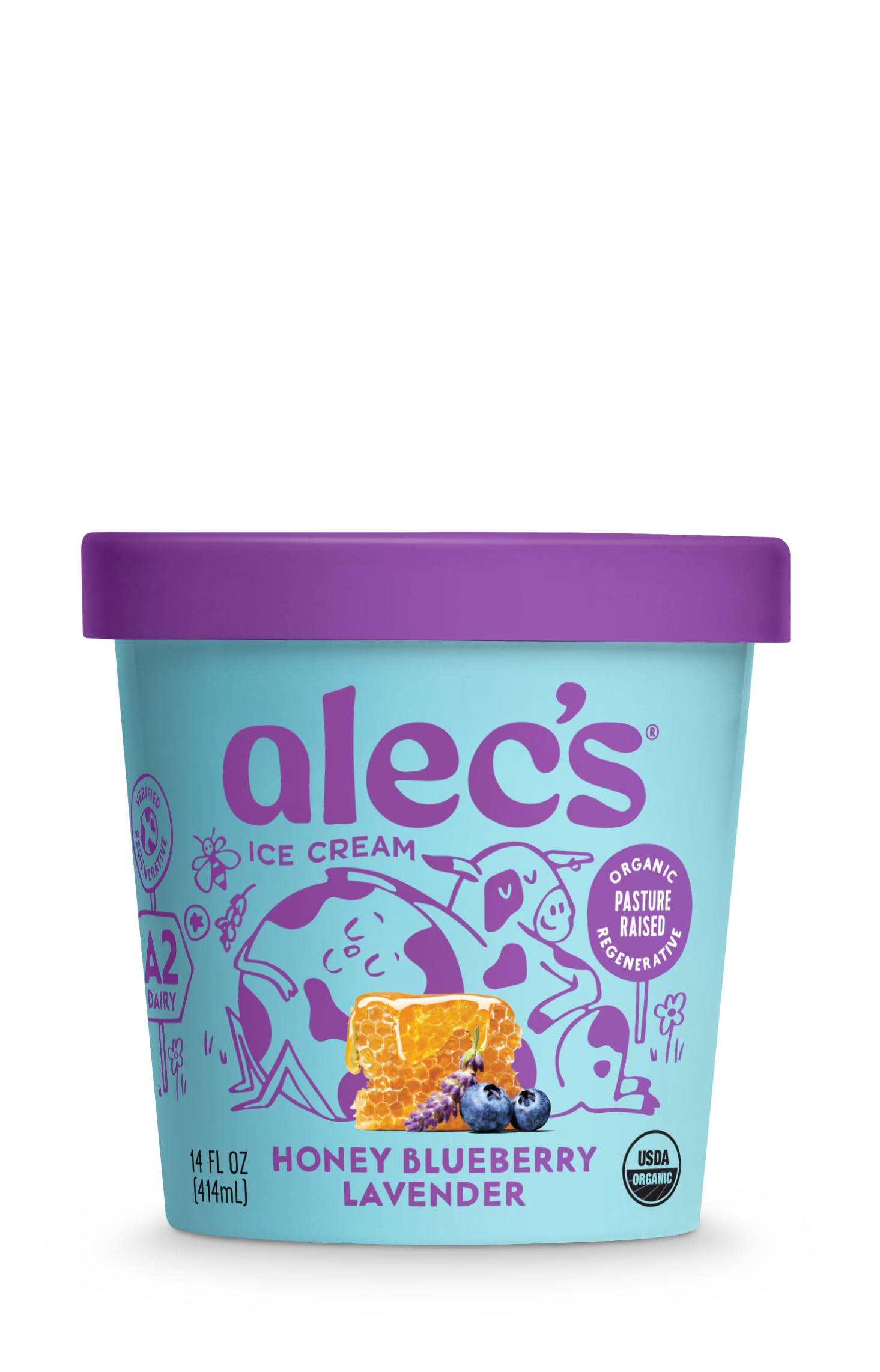 Alec's Honey Blueberry Lavender Organic Ice Cream