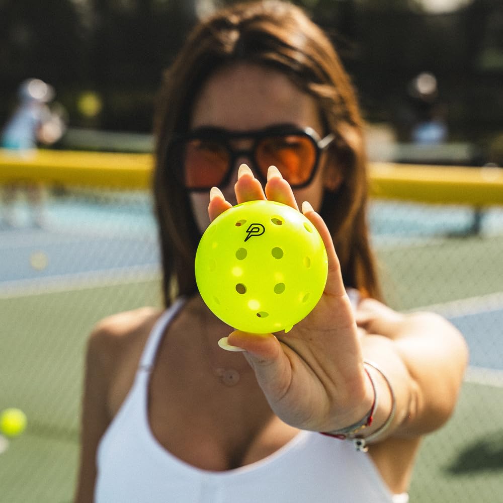 PICKLEPOINT Sh4d0w Pickleball Balls | 4 Pack | 40-Hole Outdoor Pickleball | Built to USAPA Specifications | PicklePoint Premium Outdoors Balls | Green Neon Balls