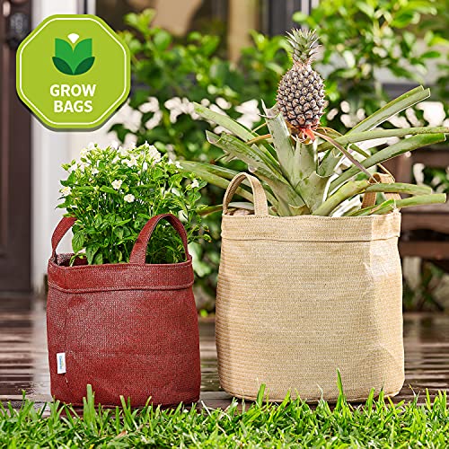 Coolaroo 2-Pack 5 Gallon Heavy Duty Plant/Vegetable/Herb/Fruit Breathable Fabric Grow Planter Pot Bags with Handles, Brick