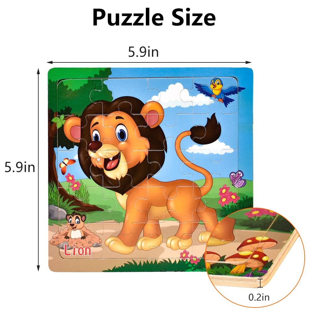 Puzzles for Kids Ages 3-5 Toddler Wooden Toys Montessori Learning Education Preschool Sets Gift for Boy Girl 3 4 5+ Years Old, Pack of 6 (20 Pieces)