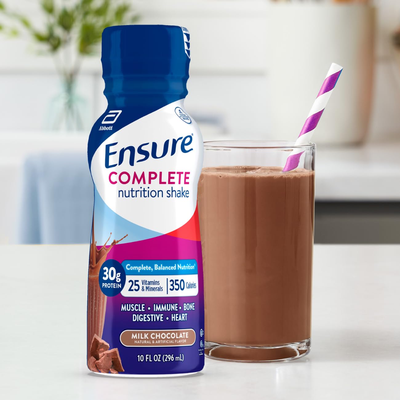 Ensure COMPLETE Milk Chocolate Nutritional Shake | Complete, Balanced Meal Replacement | Ready To Drink | 30g Protein, 27 Vitamins & Minerals | 10 fl oz -24 Pack