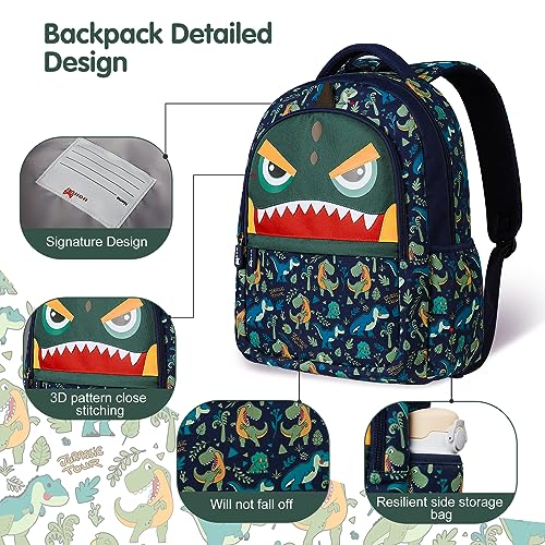 NOHOO Kids Backpack, 16" Lightweight School Backpack, Cool Animal Boys Waterproof Backpacks for Preschool, Primary, Elementary, Middle, Teen