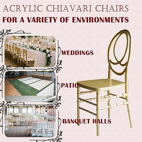 FOH Set of 4 Acrylic Dining Room Armless Ghost Chairs, Elegant Crystal Stacking Clear Chairs, Transparent Chiavari Chairs Oval Back Design for Party Event Wedding Banquets
