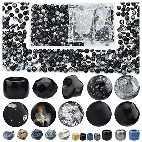 Glass Beads for Jewelry Making, 900pcs Red Beads Jewelry Making kit, 8mm Round Assorted Beads with Bicone Beads and Seed Beads for Bracelet Making