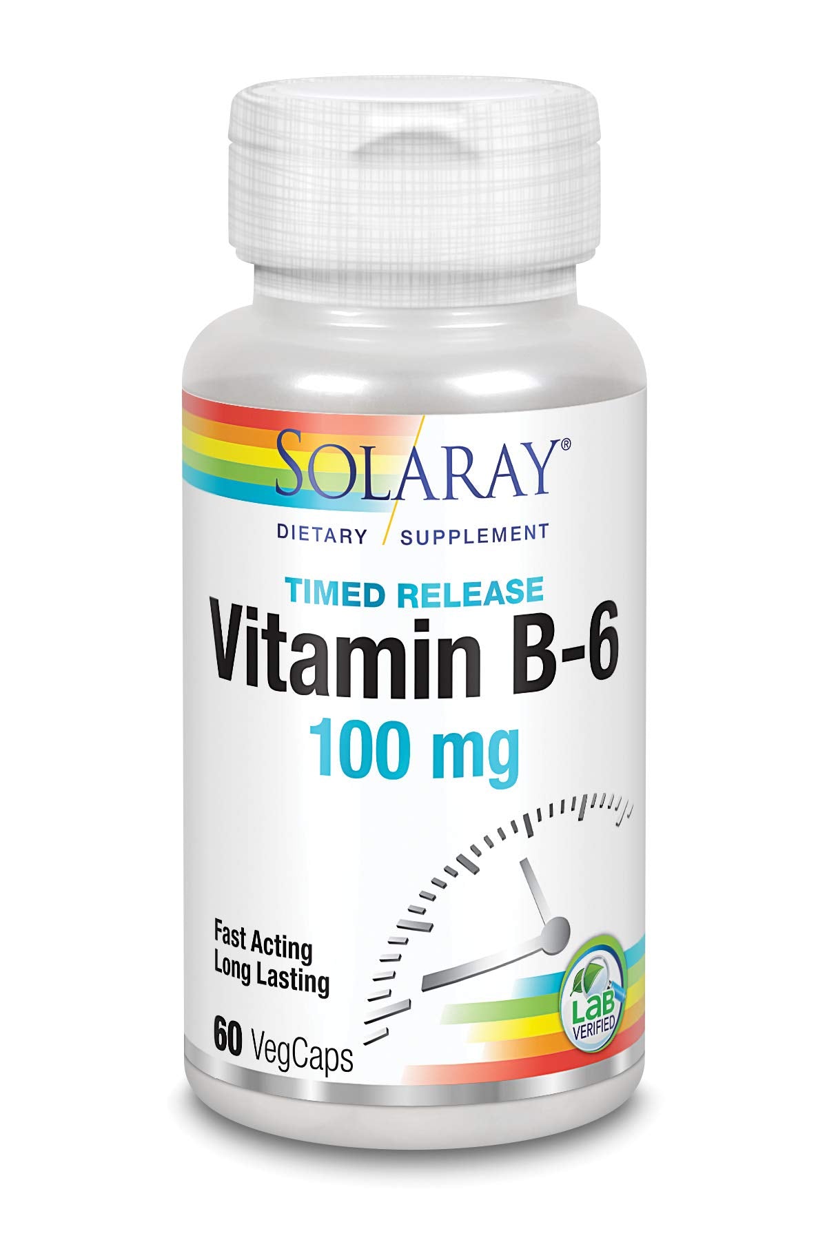 Solaray B 6 Two Stage Timed Release, 100mg, 60 Count