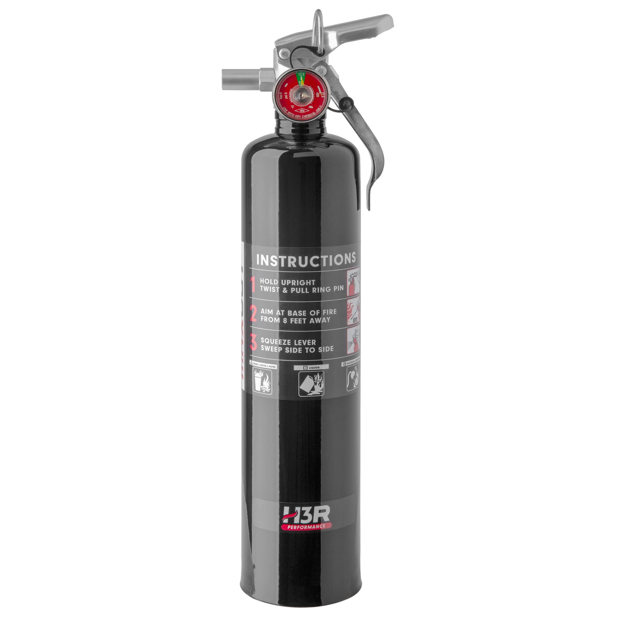 H3R Performance 2.5 lb. ABC Fire Extinguisher – Black | Refillable Car, Jeep, Truck, Off-Road, UTV & Marine Safety | Includes Mounting Bracket, Home & Vehicle Fire Protection