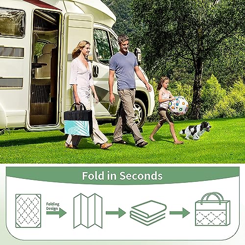 GENIMO Outdoor Rug 4' x 6' Waterproof for Patios Clearance, Reversible Outdoor Plastic Straw Camping Rug Carpet, Large Area Rugs Mats for RV, Camper, Deck, Balcony, Porch, Beach, Navy Blue&White