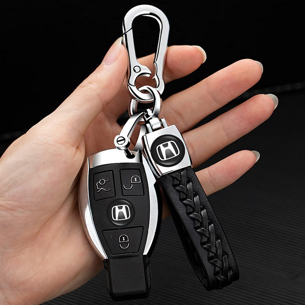 YANGYU for Honda Auto Keyring, Leather Key Chain Compatible with Honda Accord Civic Fit CRV Pilot EX CR-V EX-L Touring Pilot, Unisex Car Keychain, Black, bentian