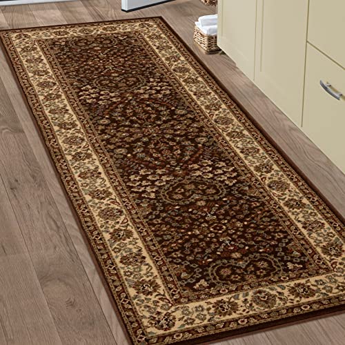 Superior Indoor Area Rug or Runner, Jute Backing, Traditional Floral Scroll Medallion, Ideal for Entryway, Living Room, Kitchen, Bedroom, Hallway, Floor Cover, Astral Collection, 4' x 6', Mocha