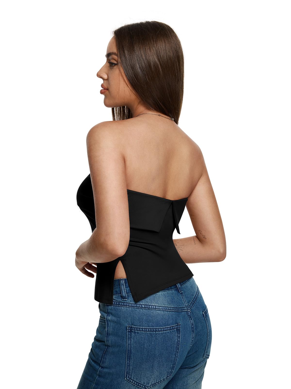 REORIA Butsmooth® Black Strapless Tube Top Women Double Lined Night Out Summer Clothes