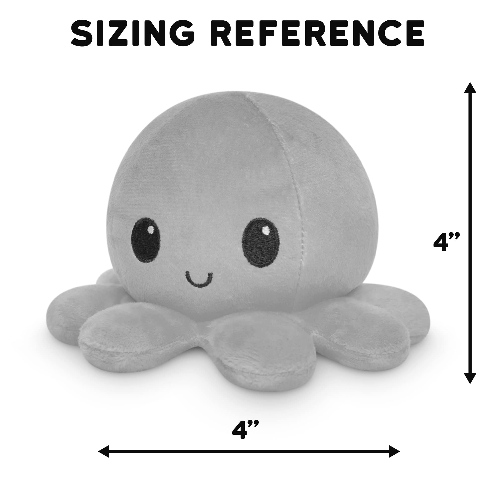 TeeTurtle - The Original Reversible Octopus Plushie - Black + Gray - Cute Sensory Fidget Stuffed Animals That Show Your Mood