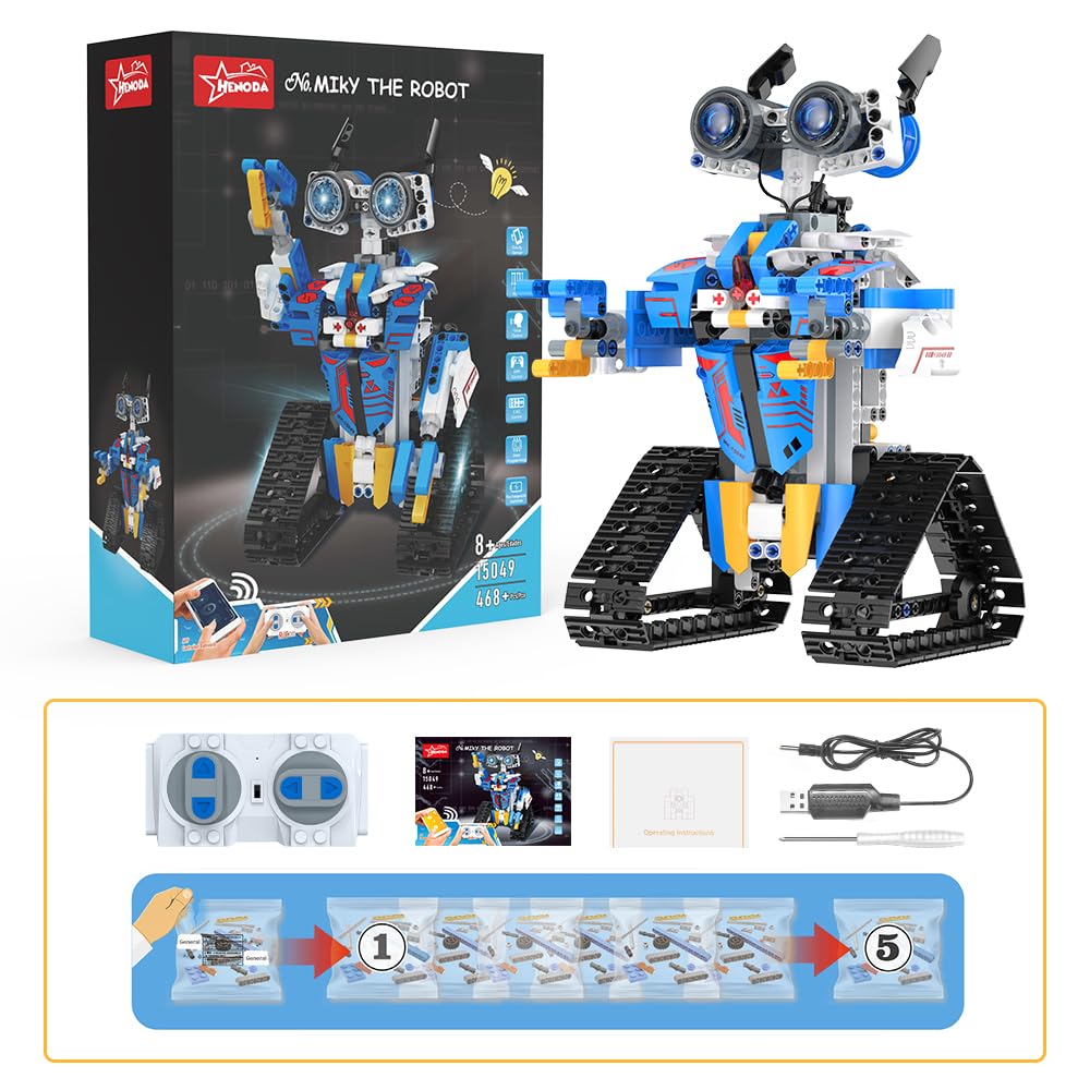 Henoda Robot Toys for 8-16 Year Old Boys Girls Kids with APP or Remote Control Science Programmable Building Block Kit, STEM Projects Educational Birthday Gifts