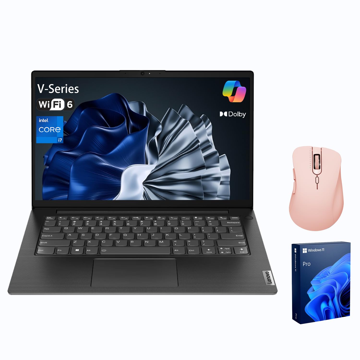 Lenovo V14 Gen 4 Business Laptop, 14" FHD Anti-Glare, Intel 10-Core i7-1355U, 24GB RAM, 1TB SSD, Webcam with Privacy Shutter, Wi-Fi 6, HDMI, Windows 11 Pro, Black, Bundle with Wireless Mouse