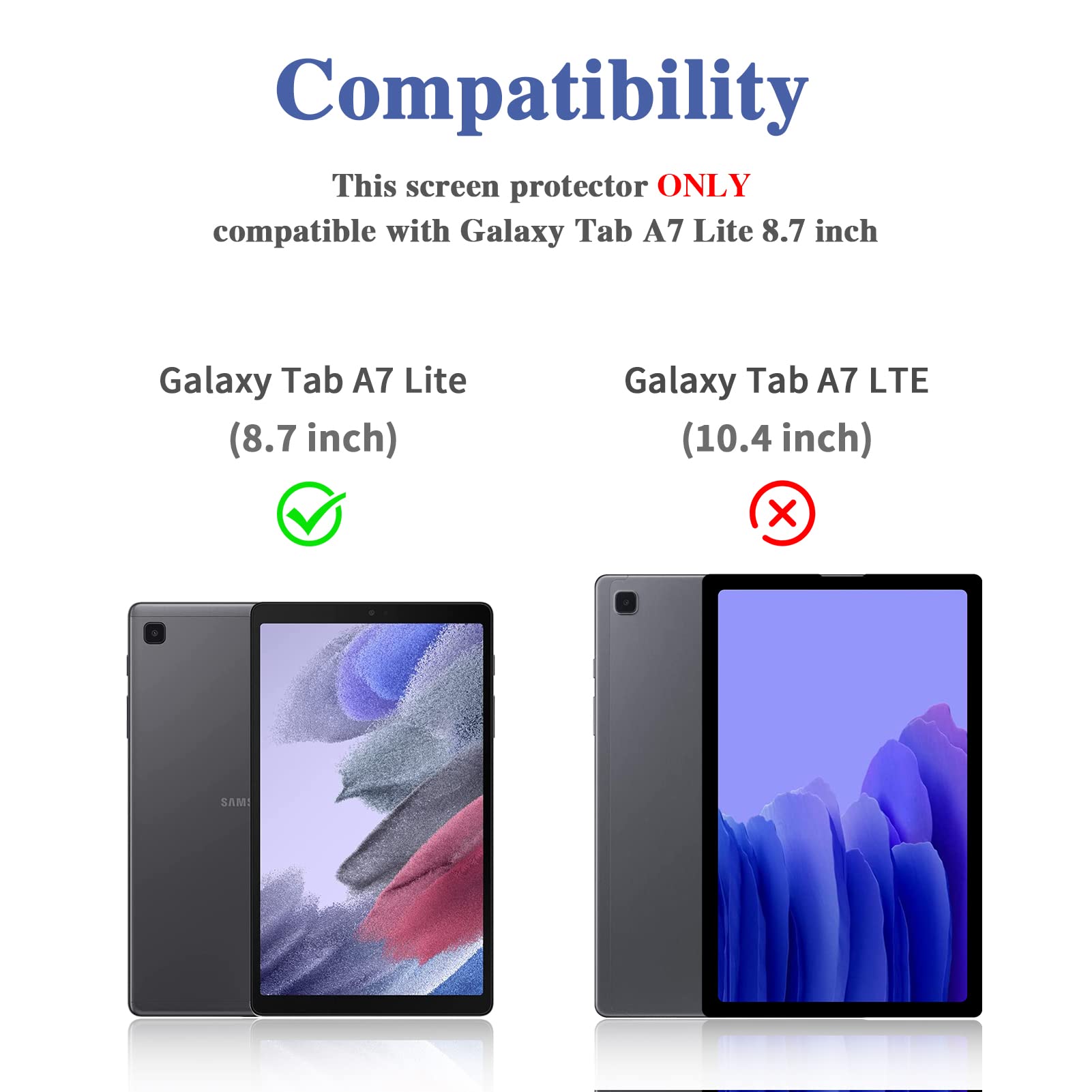 Gerutek [2-Pack Screen Protector for Samsung Galaxy tab A7 lite 8.7" 2021, [Ultra Clear] [Anti Scratch] [9H Hardness] [Bubble-Free] Tempered Glass Film for Samsung tab A7 Lite