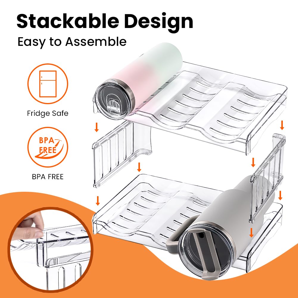 Gracenal Water Bottle Organizer for Stanley 40 oz Tumbler with Handle, Pantry Kitchen Organizers and Storage for Stanley Cup Accessories, Stackable Water Bottle Holder Wine Rack Gifts, 4Pack