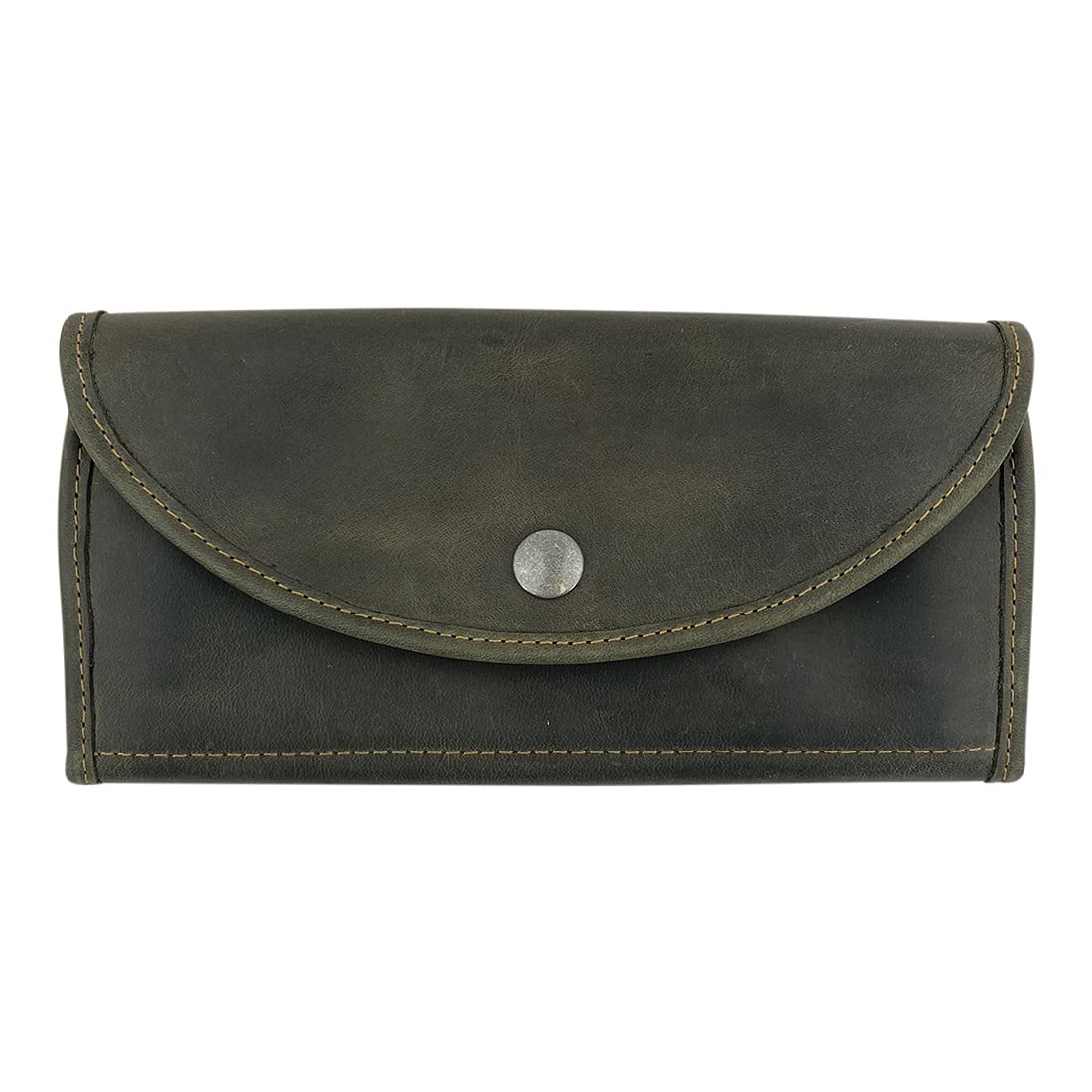 Hide & Drink, Snap Clutch Wallet for Women, Money Holder and Card Organizer with Zippered Pouch, Full Grain Leather, Handmade, Dark Jade